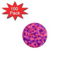 Pink And Purple Camouflage 1  Mini Magnets (100 Pack)  by SpinnyChairDesigns