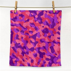 Pink And Purple Camouflage Face Towel by SpinnyChairDesigns