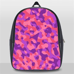 Pink And Purple Camouflage School Bag (large) by SpinnyChairDesigns