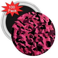 Black And Pink Camouflage Pattern 3  Magnets (100 Pack) by SpinnyChairDesigns