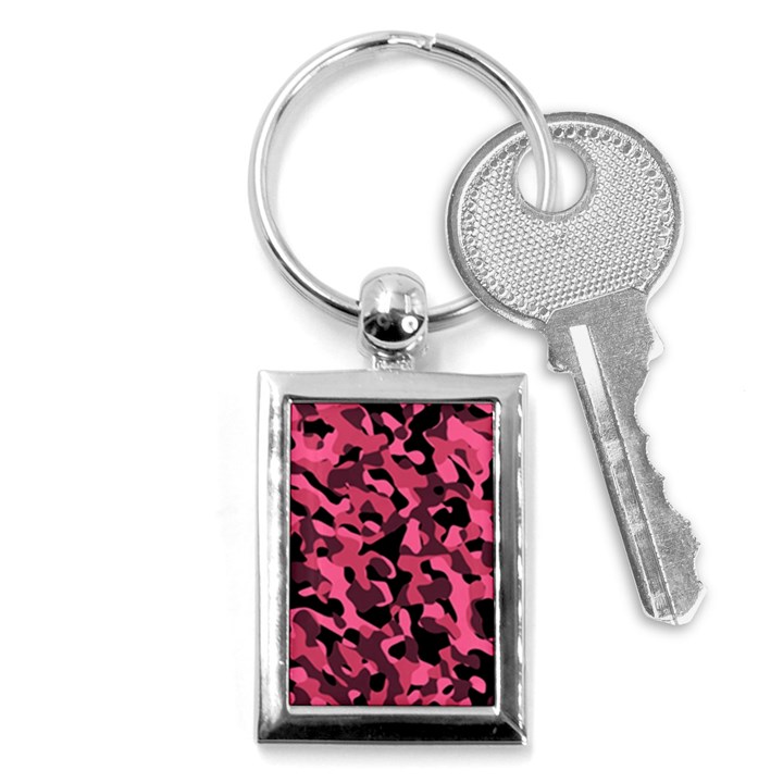 Black and Pink Camouflage Pattern Key Chain (Rectangle)