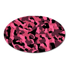 Black And Pink Camouflage Pattern Oval Magnet by SpinnyChairDesigns