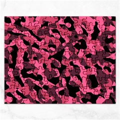 Black And Pink Camouflage Pattern Rectangular Jigsaw Puzzl by SpinnyChairDesigns