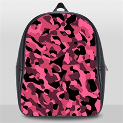 Black And Pink Camouflage Pattern School Bag (large) by SpinnyChairDesigns