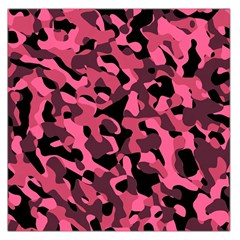 Black And Pink Camouflage Pattern Large Satin Scarf (square) by SpinnyChairDesigns