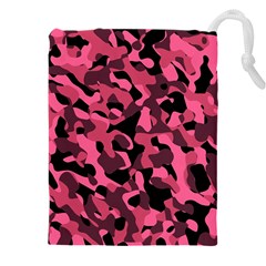 Black And Pink Camouflage Pattern Drawstring Pouch (4xl) by SpinnyChairDesigns