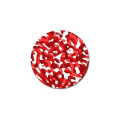 Red And White Camouflage Pattern Golf Ball Marker by SpinnyChairDesigns