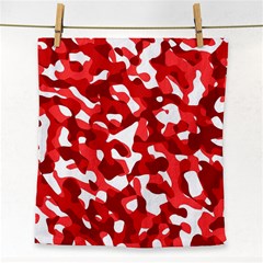 Red And White Camouflage Pattern Face Towel by SpinnyChairDesigns