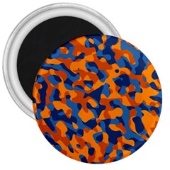 Blue And Orange Camouflage Pattern 3  Magnets by SpinnyChairDesigns