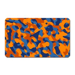 Blue And Orange Camouflage Pattern Magnet (rectangular) by SpinnyChairDesigns