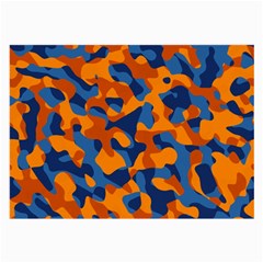 Blue And Orange Camouflage Pattern Large Glasses Cloth (2 Sides) by SpinnyChairDesigns