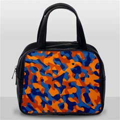 Blue And Orange Camouflage Pattern Classic Handbag (one Side) by SpinnyChairDesigns