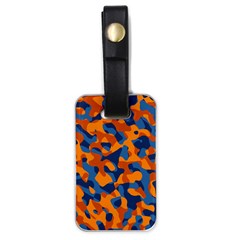 Blue And Orange Camouflage Pattern Luggage Tag (one Side) by SpinnyChairDesigns