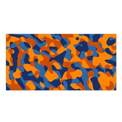 Blue And Orange Camouflage Pattern Satin Shawl by SpinnyChairDesigns