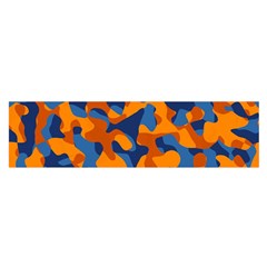 Blue And Orange Camouflage Pattern Satin Scarf (oblong) by SpinnyChairDesigns