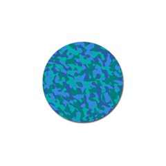 Blue Turquoise Teal Camouflage Pattern Golf Ball Marker by SpinnyChairDesigns