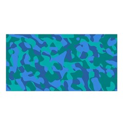 Blue Turquoise Teal Camouflage Pattern Satin Shawl by SpinnyChairDesigns