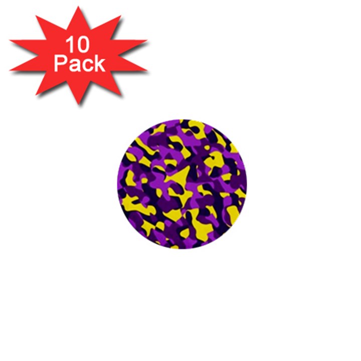 Purple and Yellow Camouflage Pattern 1  Mini Buttons (10 pack) 