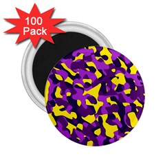 Purple And Yellow Camouflage Pattern 2 25  Magnets (100 Pack)  by SpinnyChairDesigns