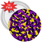 Purple and Yellow Camouflage Pattern 3  Buttons (10 pack)  Front