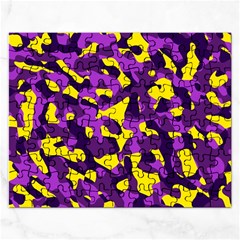 Purple And Yellow Camouflage Pattern Rectangular Jigsaw Puzzl by SpinnyChairDesigns