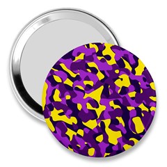 Purple And Yellow Camouflage Pattern 3  Handbag Mirrors by SpinnyChairDesigns