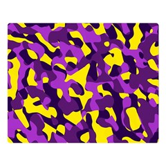 Purple And Yellow Camouflage Pattern Double Sided Flano Blanket (large)  by SpinnyChairDesigns