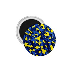 Blue And Yellow Camouflage Pattern 1 75  Magnets by SpinnyChairDesigns