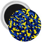 Blue and Yellow Camouflage Pattern 3  Magnets Front