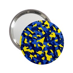 Blue And Yellow Camouflage Pattern 2 25  Handbag Mirrors by SpinnyChairDesigns