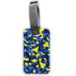 Blue and Yellow Camouflage Pattern Luggage Tag (two sides) Back