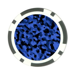 Black And Blue Camouflage Pattern Poker Chip Card Guard by SpinnyChairDesigns