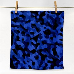 Black And Blue Camouflage Pattern Face Towel by SpinnyChairDesigns