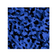 Black And Blue Camouflage Pattern Small Satin Scarf (square) by SpinnyChairDesigns