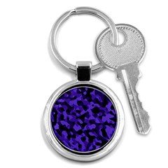 Purple Black Camouflage Pattern Key Chain (round) by SpinnyChairDesigns