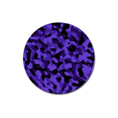 Purple Black Camouflage Pattern Magnet 3  (round) by SpinnyChairDesigns