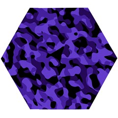 Purple Black Camouflage Pattern Wooden Puzzle Hexagon by SpinnyChairDesigns