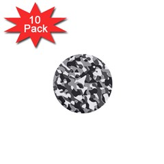 Grey And White Camouflage Pattern 1  Mini Buttons (10 Pack)  by SpinnyChairDesigns