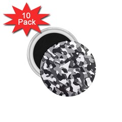 Grey And White Camouflage Pattern 1 75  Magnets (10 Pack)  by SpinnyChairDesigns