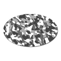 Grey And White Camouflage Pattern Oval Magnet by SpinnyChairDesigns