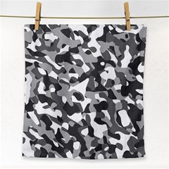 Grey And White Camouflage Pattern Face Towel by SpinnyChairDesigns