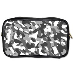 Grey And White Camouflage Pattern Toiletries Bag (one Side) by SpinnyChairDesigns