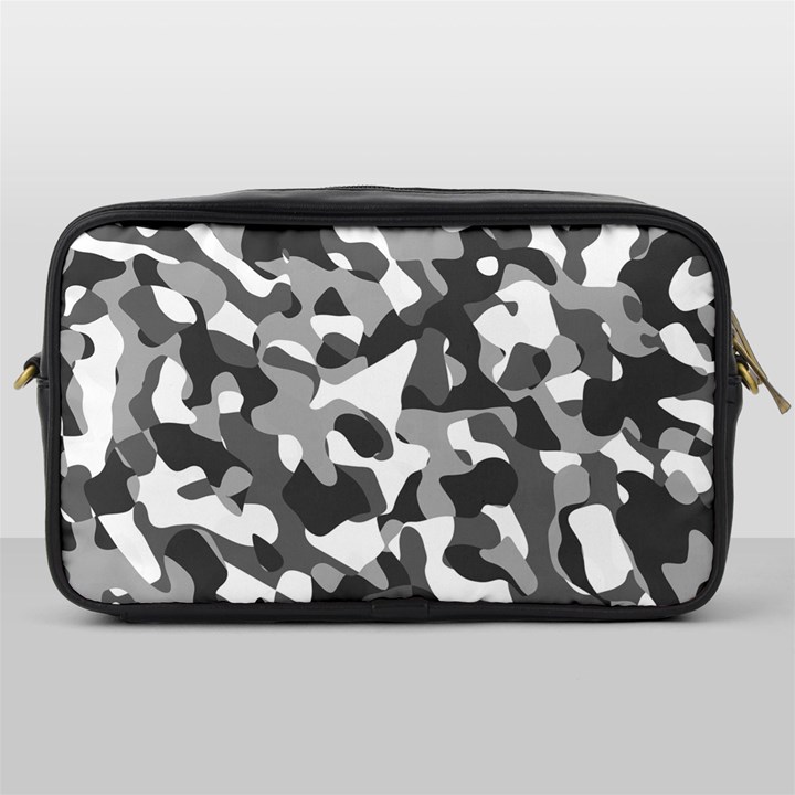 Grey and White Camouflage Pattern Toiletries Bag (One Side)