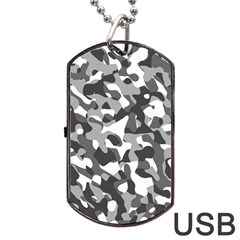 Grey And White Camouflage Pattern Dog Tag Usb Flash (one Side) by SpinnyChairDesigns