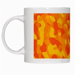 Orange And Yellow Camouflage Pattern White Mugs by SpinnyChairDesigns