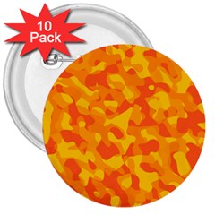 Orange And Yellow Camouflage Pattern 3  Buttons (10 Pack)  by SpinnyChairDesigns