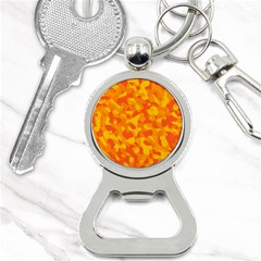 Orange And Yellow Camouflage Pattern Bottle Opener Key Chain by SpinnyChairDesigns