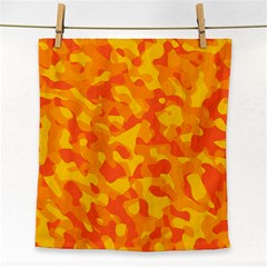 Orange And Yellow Camouflage Pattern Face Towel by SpinnyChairDesigns