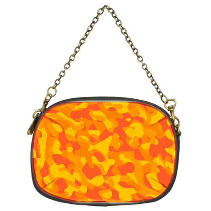 Orange and Yellow Camouflage Pattern Chain Purse (One Side)