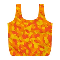 Orange And Yellow Camouflage Pattern Full Print Recycle Bag (l) by SpinnyChairDesigns